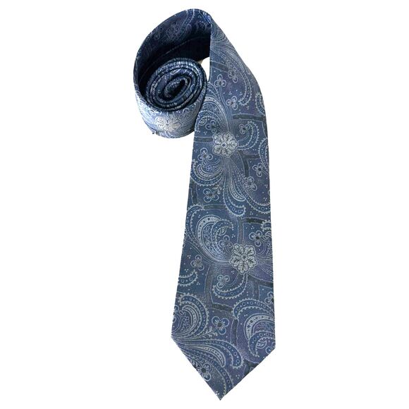 Gianni Versace Vintage Silk Blue Floral Tie
